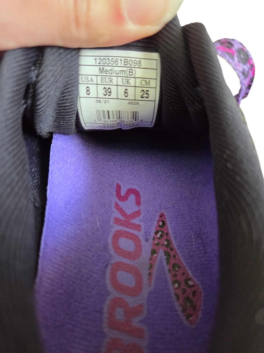 Brooks Ghost 14 Women's Running Shoes Black Leopard Cheetah and Purple 8 - Picture 7 of 11